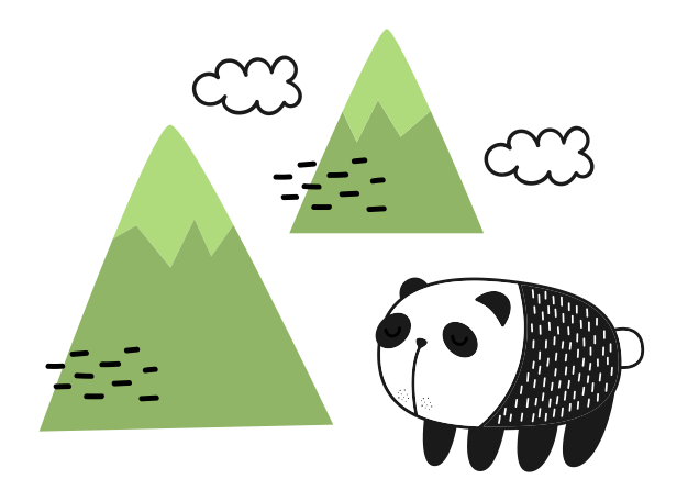 Oso panda en las montañas
