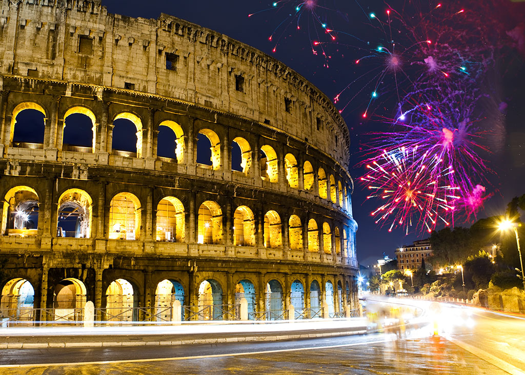 Coliseo de Roma: fuegos artificiales